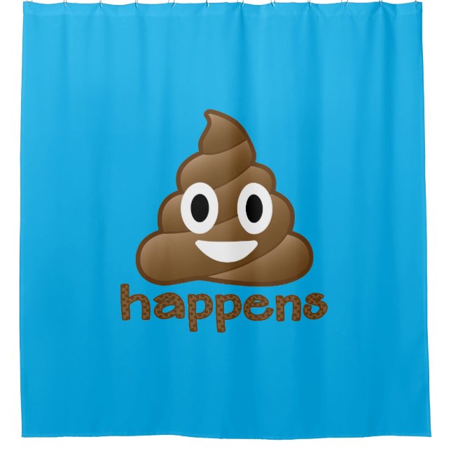 Poop Happens Emoji Shower Curtain (Front)