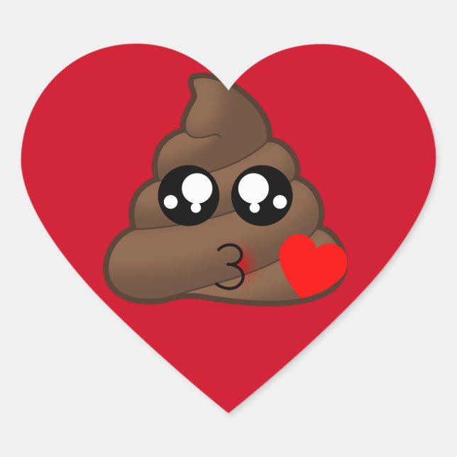 Poop Heart Love Emoji Heart Sticker (Front)