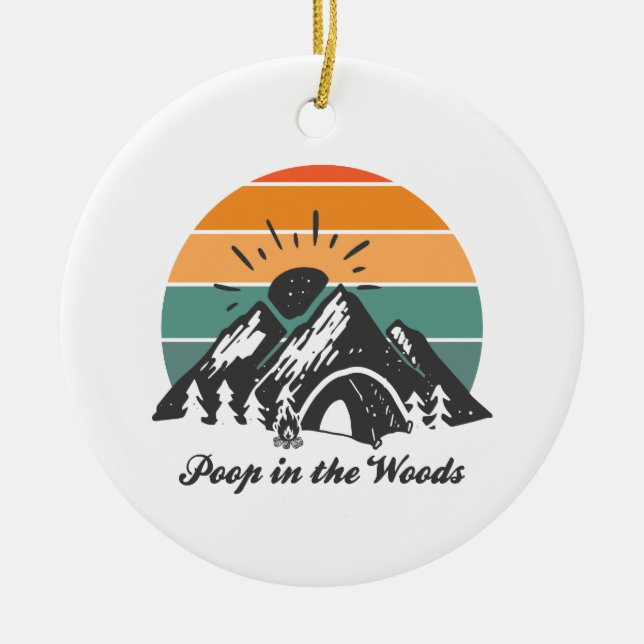 Poop In The Woods Ceramic Tree Decoration (Front)