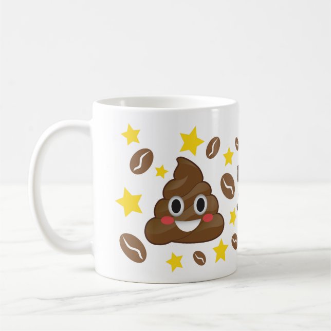 Poop Juice Emoji Happy Mug (Left)