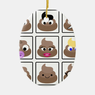 Poop Many Faces Ceramic Tree Decoration