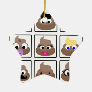 Poop Many Faces Ceramic Tree Decoration