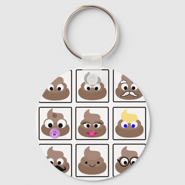Poop Many Faces Key Ring (Front)