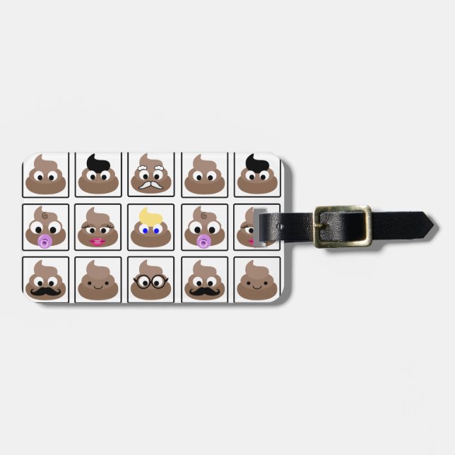 Poop Many Faces Luggage Tag (Front Horizontal)