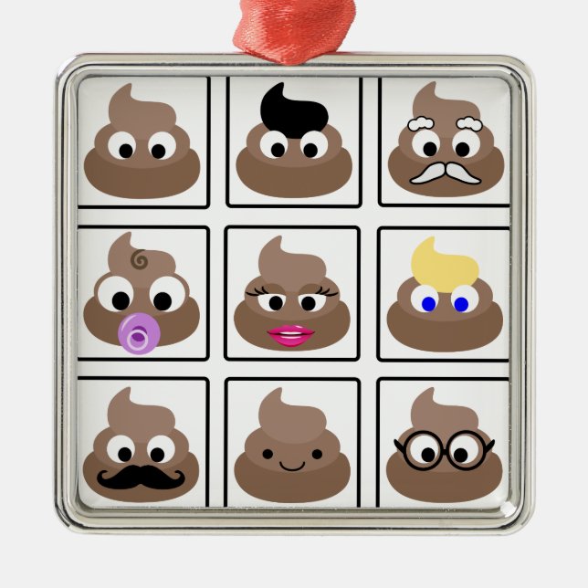 Poop Many Faces Metal Tree Decoration (Front)