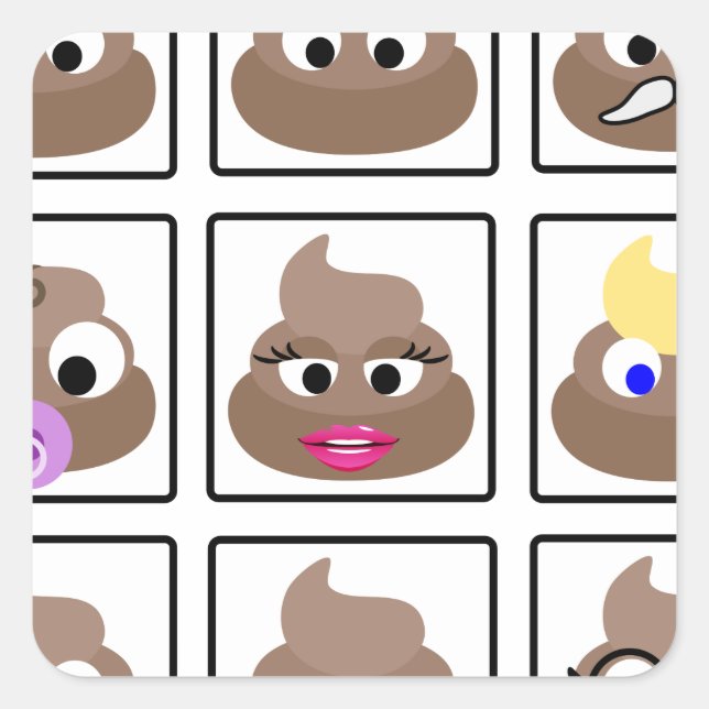 Poop Many Faces Square Sticker (Front)