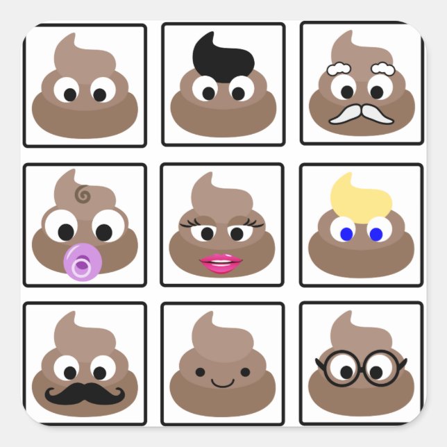 Poop Many Faces Square Sticker (Front)