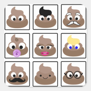 Poop Many Faces Square Sticker