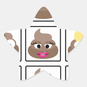 Poop Many Faces Star Sticker