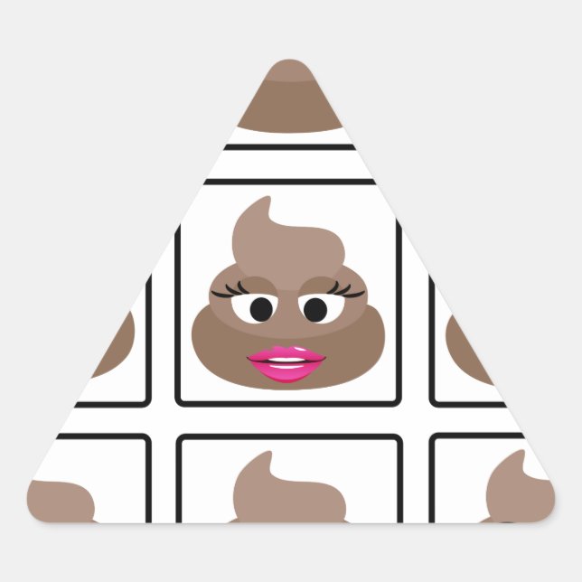 Poop Many Faces Triangle Sticker (Front)
