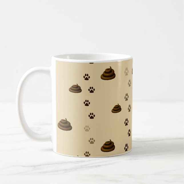 Poop & Paw Prints Cute Messy Pets Animal Lovers Coffee Mug (Left)