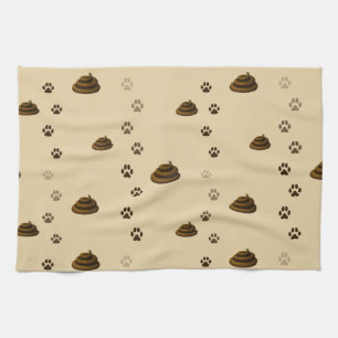 Poop & Paw Prints Cute Messy Pets Animal Lovers' Tea Towel