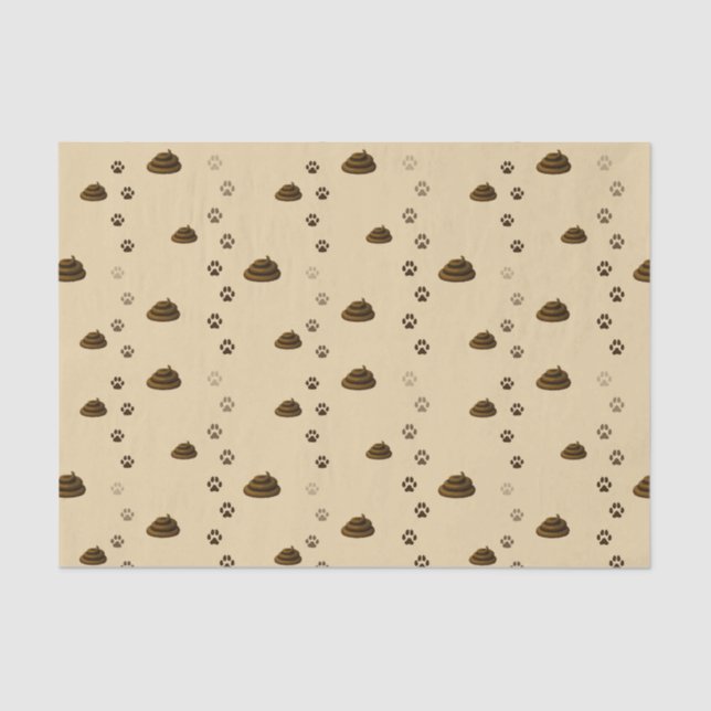 Poop & Paw Prints Cute Messy Pets Animal Lover's Tissue Paper (Front)