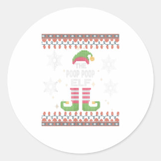 Poop Poop Elf Ugly Christmas Classic Round Sticker