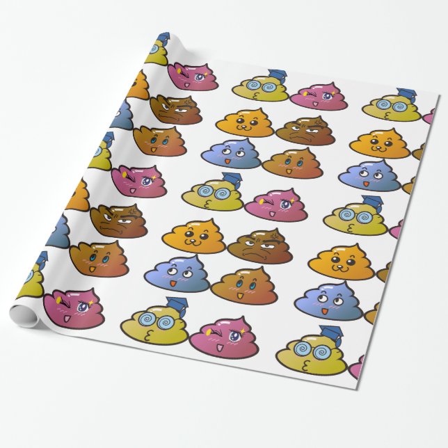 POOP RAINBOW COLORS FUNNY WRAPPING PAPER (Unrolled)