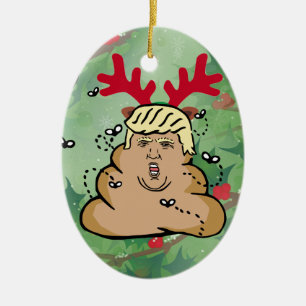 poop reindeer donald trump ceramic tree decoration