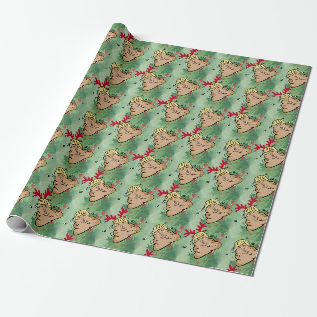 poop reindeer donald trump wrapping paper (Unrolled)