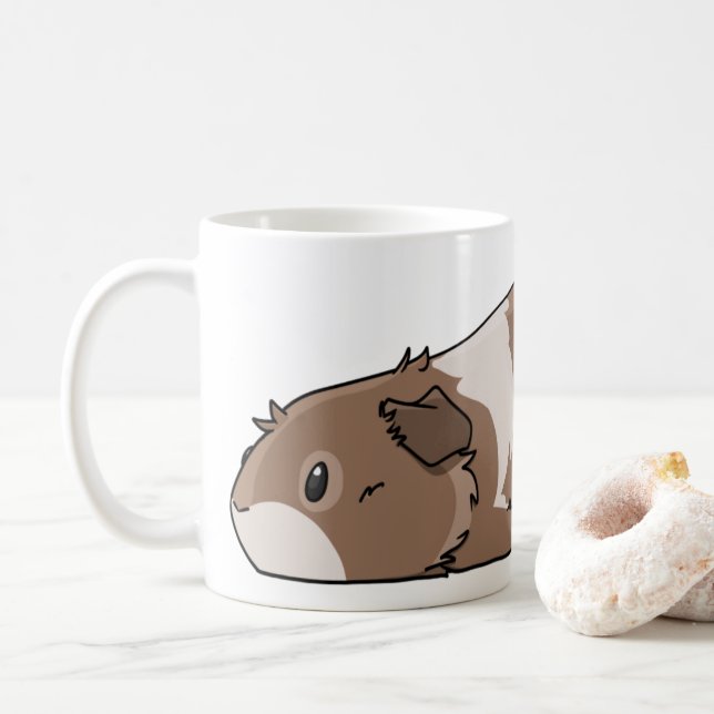 Pooped Pig Cute Brown & Cream Guinea Pig Coffee Mug (With Donut)