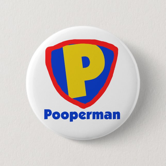 Pooperman 6 Cm Round Badge (Front)