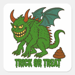 Poopin Goblin Funny Trick or Treat Halloween Square Sticker