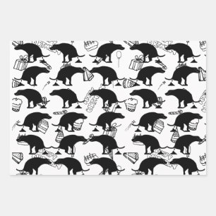 Pooping Dog Birthday Party Pattern  Wrapping Paper Sheet