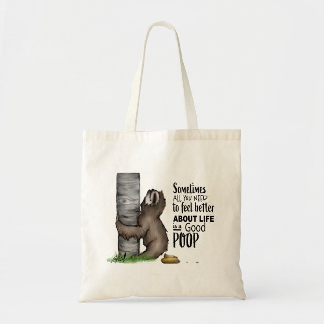 pooping Sloth Tote Bag (Front)