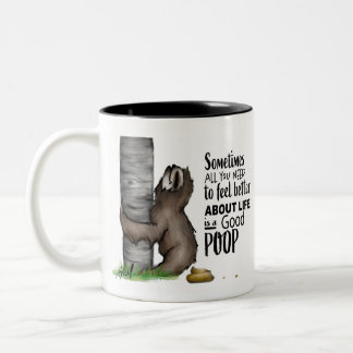 pooping Sloth Two-Tone Coffee Mug