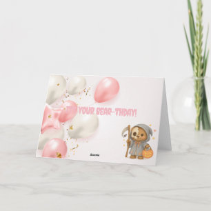 Poor Bear Halloween Birthday Greeting Card