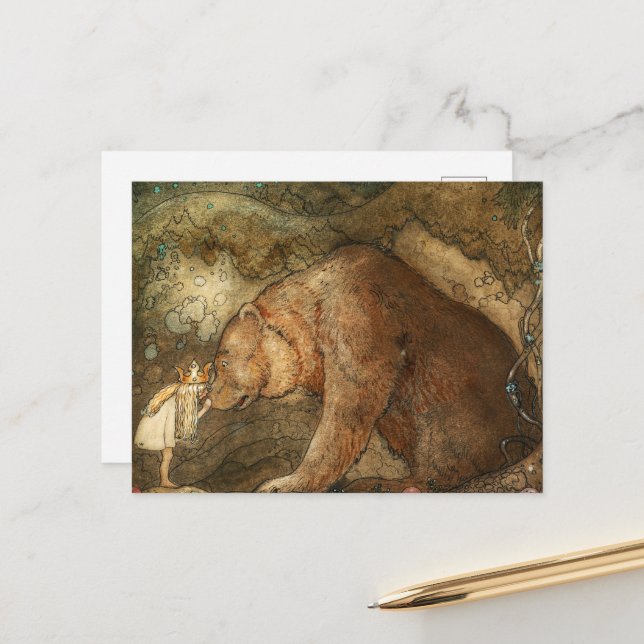 Poor Little Bear by John Bauer Holiday Postcard (Front/Back In Situ)