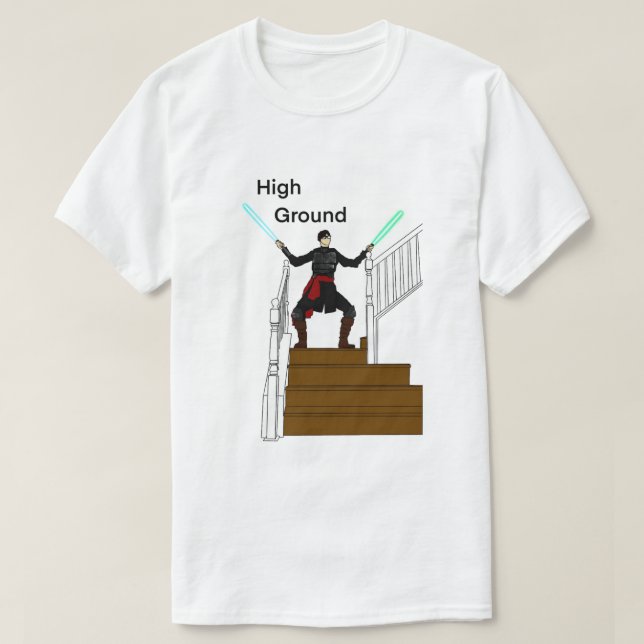 PoorExcuse4aJedi High Ground White T-Shirt  (Design Front)
