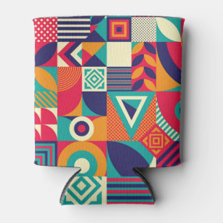 Pop abstract geometric shapes, seamless pattern. can cooler