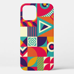 Pop abstract geometric shapes, seamless pattern. iPhone 12 case