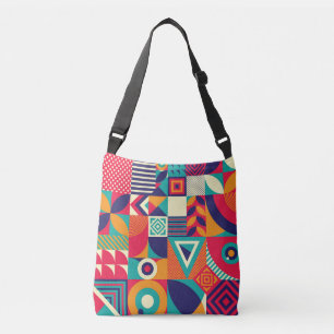 Pop abstract geometric shapes, seamless pattern. crossbody bag