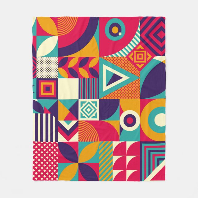 Pop abstract geometric shapes, seamless pattern. fleece blanket (Front)