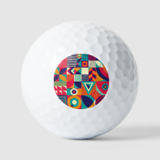 Pop abstract geometric shapes, seamless pattern. golf balls