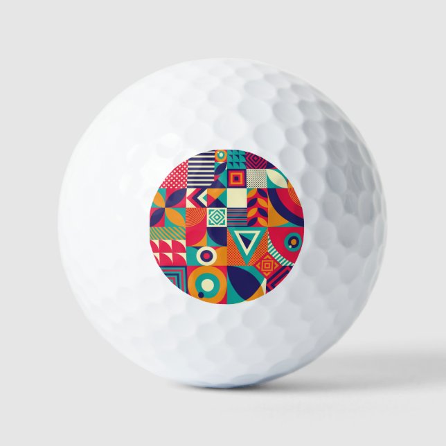 Pop abstract geometric shapes, seamless pattern. golf balls (Front)