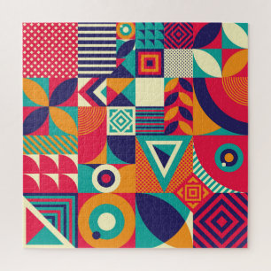 Pop abstract geometric shapes, seamless pattern. jigsaw puzzle