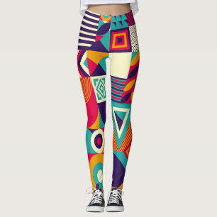 Pop abstract geometric shapes, seamless pattern. leggings