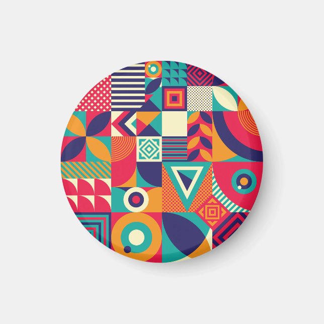 Pop abstract geometric shapes, seamless pattern. magnet (Front)