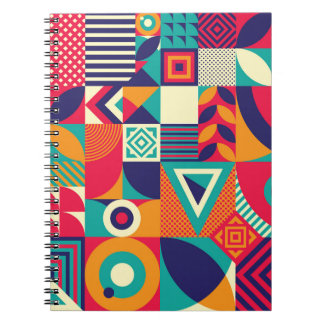 Pop abstract geometric shapes, seamless pattern. notebook