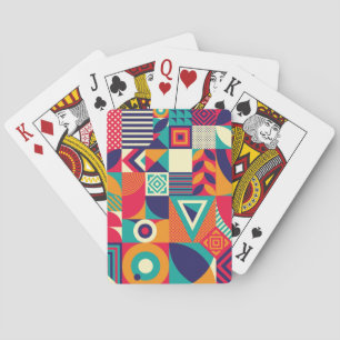 Pop abstract geometric shapes, seamless pattern. playing cards