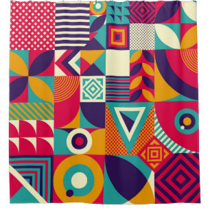 Pop abstract geometric shapes, seamless pattern. shower curtain