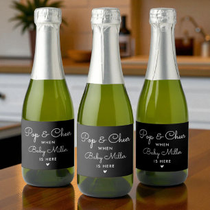 Pop And Cheer When Baby Is Here Baby Shower Favour Sparkling Wine Label