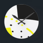 Pop-art92 Round Clock<br><div class="desc">pop-art, design, yellow, black, summer, colours, pois, linee, geometric, fantasy</div>