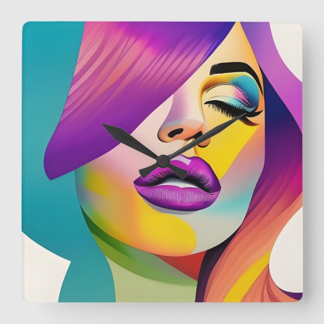 Pop Art 1 Square Wall Clock (Front)