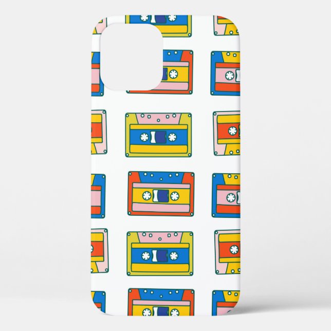 Pop art 90s seamless pattern of music cassettes. B Case-Mate iPhone Case (Back)
