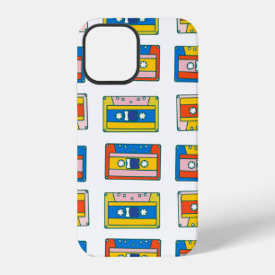 Pop art 90s seamless pattern of music cassettes. B iPhone 12 Case