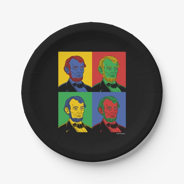 Pop Art Abraham Lincoln Paper Plate (Front)