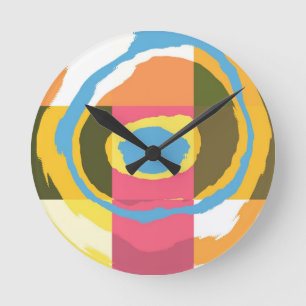 Pop Art Abstract colourful spiral ray blurry 15 Round Clock