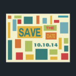 Pop Art Abstract Save The Date Postcard<br><div class="desc">Colourful Pop Art Abstract Save The Date Postcard Graphic Design By Artinspired. Modern design features squares and rectangles.  This save the date postcard works well for weddings,  anniversaries,  surprise party,  graduation,  sweet sixteen,  bar mitzvah,  bat mitzvah,  reunions,  fundraisers and more.</div>